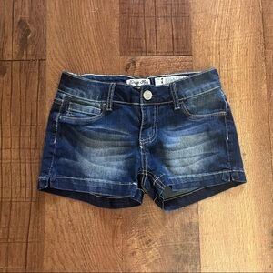 Indigo rein blue jean shorts juniors women Size 3 pockets belt loops